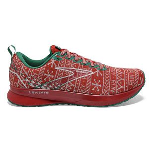 Brooks Levitate 5 Road Running Shoes - Mens, Red/White/Green | IE-TJY950682